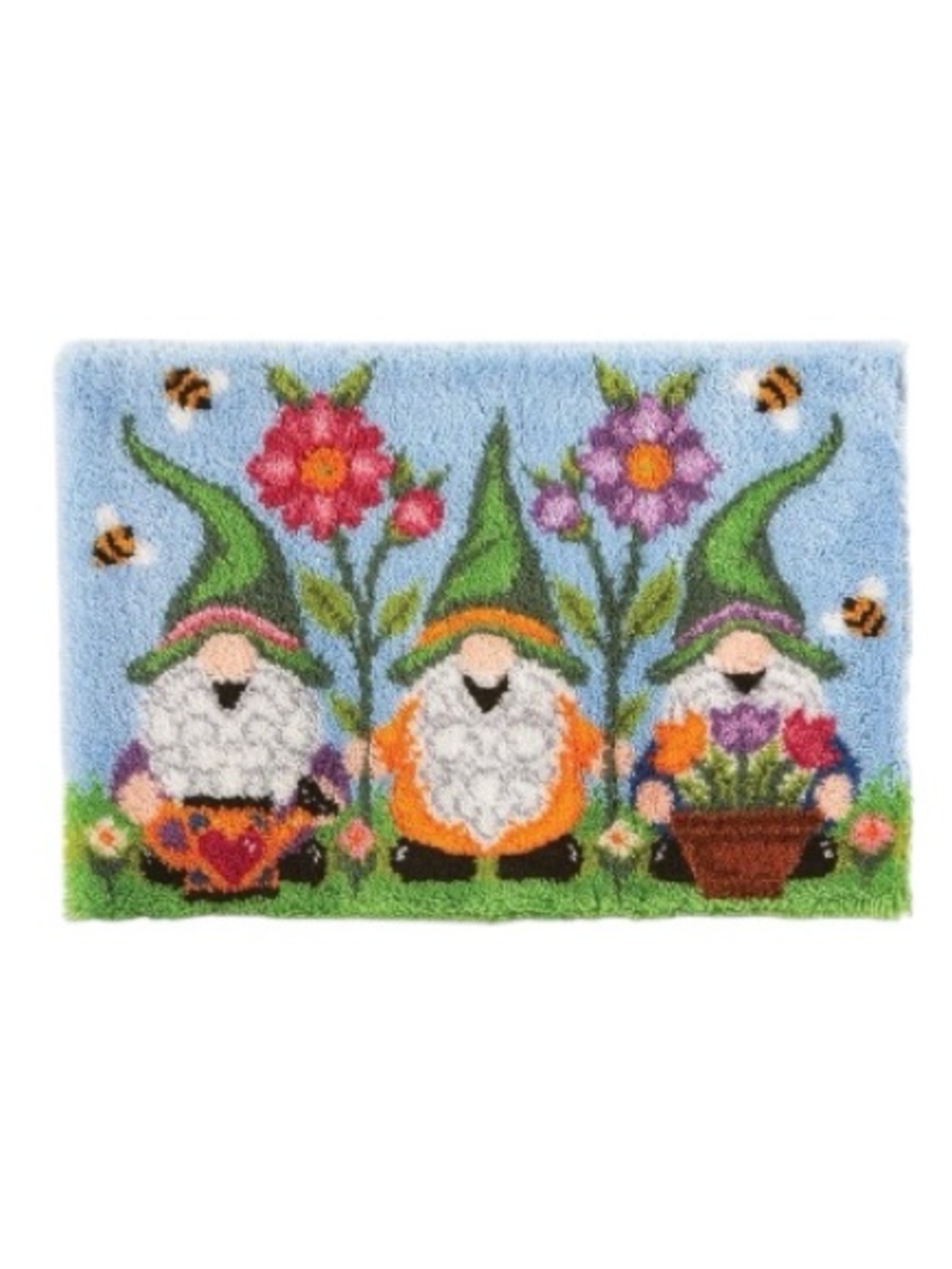 Springtime Gnomes Latch Hook Rug Wall Hanging Decor